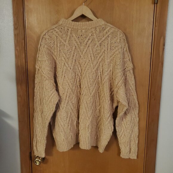 Free People Isla Cable Tunic Sweater Womens Large Camel Color Oversized - Picture 7 of 9